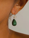 Vachana - Teardrop Natural Malachite Floral Sterling Silver Dangle Earrings