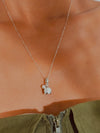 Vachana - White Enamel Lily & Pearl Sterling Silver Necklace