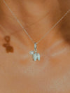 Vachana - White Enamel Lily & Pearl Sterling Silver Necklace