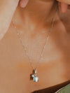 Vachana - White Enamel Lily & Pearl Sterling Silver Necklace