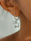Vachana - White Enamel Lily & Pearl Huggie Hoop Earrings
