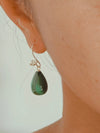 Vachana - Teardrop Natural Malachite Floral Sterling Silver Dangle Earrings