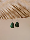 Vachana - Teardrop Natural Malachite Floral Sterling Silver Dangle Earrings