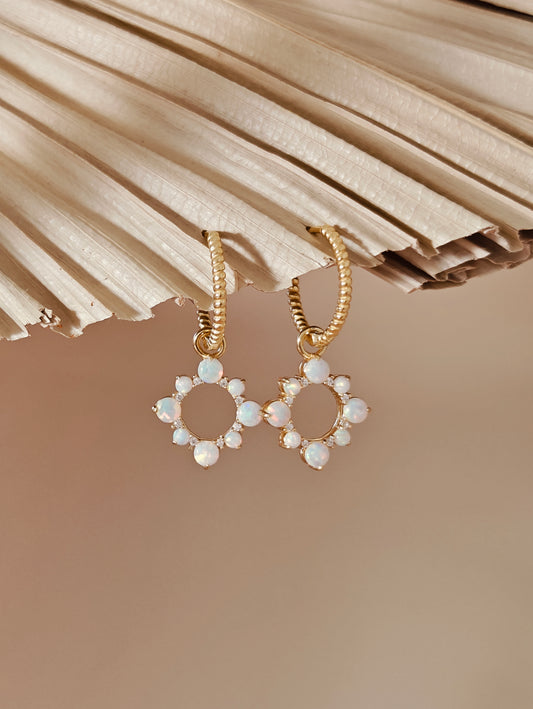 Vachana - Sunshine Opal Huggie Hoop Earrings