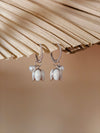 Vachana - White Enamel Lily & Pearl Huggie Hoop Earrings