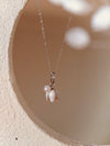Vachana - White Enamel Lily & Pearl Sterling Silver Necklace