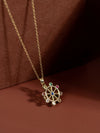Spinning 9 Lucky Gemstones Dharma Wheel Pendant Necklace