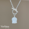 Silver White Jade Lily Of The Valley Toggle Necklace