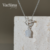 Silver White Jade Lily Of The Valley Toggle Necklace