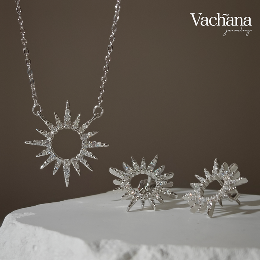 Sterling Silver 925 Sparkling Sunburst Jewelry