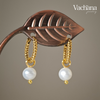 Natural Pearl Grade AA with Twisted Huggie Hoop Earrings