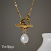 Natural Freshwater Pearl T Bar Clasp Necklace