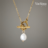 Natural Freshwater Pearl T Bar Clasp Necklace
