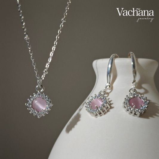 Sterling Silver Pink Opal Shimmering Jewelry Sets