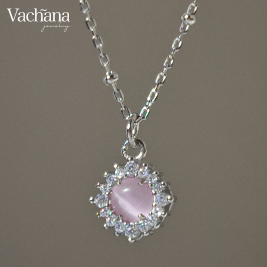 Sterling Silver Pink Opal Shimmering Necklace