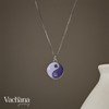 Purple Yin Yang 925 Sterling Silver Enamel Pendant Necklace