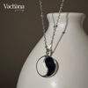 Sterling Silver White & Black Enamel Yin Yang Pendant Necklace
