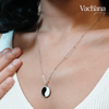 Sterling Silver White & Black Enamel Yin Yang Pendant Necklace