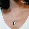 Sterling Silver White & Black Enamel Yin Yang Pendant Necklace