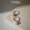 Silver Natural Pearl Twisted Huggie Hoop Earrings