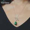 Teardrop Natural Malachite T-Bar 925 Silver Toggle Necklace