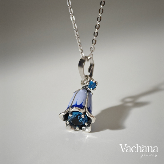 Bluebell 925 Sterling Silver Enamel Necklace