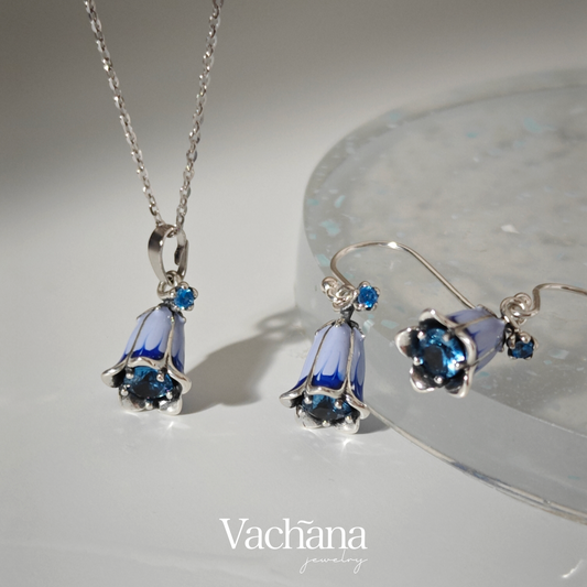 Bluebell Sterling Silver Enamel Jewelry Set
