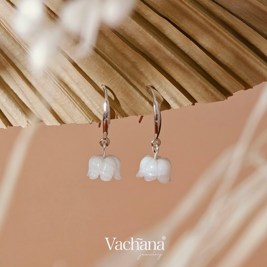 Vachana - Shell Lily Sterling Silver Dangle Earrings
