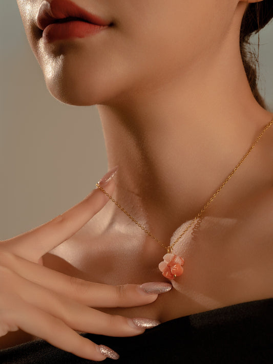 Carved Botan Carnelian Necklace