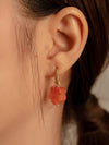 Carved Botan Carnelian Twisted Huggie Hoop Earrings