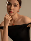 Set of Carved Botan Carnelian Earrings & Necklace