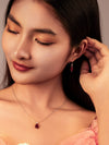 Vachana - Set of Red Agate Faceted Pomegranate Seed Sterling Silver Necklace and Earrings