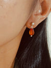 Vachana - Agate Faceted Pomegranate Seed Sterling Silver Ball Studs Earrings