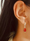 Vachana - Red Agate Faceted Pomegranate Seed Sterling Silver Hooks Earrings