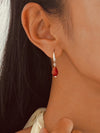Vachana - Red Agate Faceted Pomegranate Seed Sterling Silver Hooks Earrings