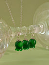 Vachana - Elegant Green Jade Lily Sterling Silver Necklace and Earrings Set