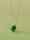 Vachana - Elegant Green Jade Lily Sterling Silver 925 Necklace