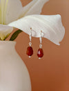 Vachana - Red Agate Faceted Pomegranate Seed Sterling Silver Hooks Earrings