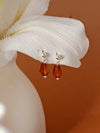 Vachana - Agate Faceted Pomegranate Seed Sterling Silver Ball Studs Earrings