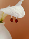 Red Agate Faceted Pomegranate Seed Earrings (Sterling Silver)