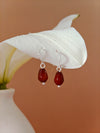Red Agate Faceted Pomegranate Seed Earrings (Sterling Silver)