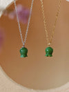 Elegant Natural Green Jade Lily Necklace