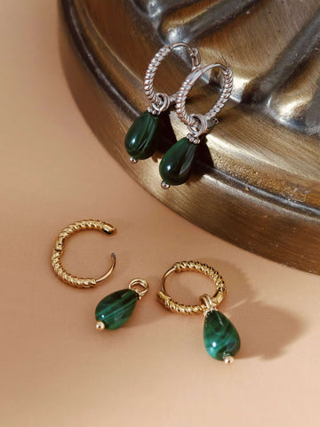 Malachite Drop of Stillness Earrings