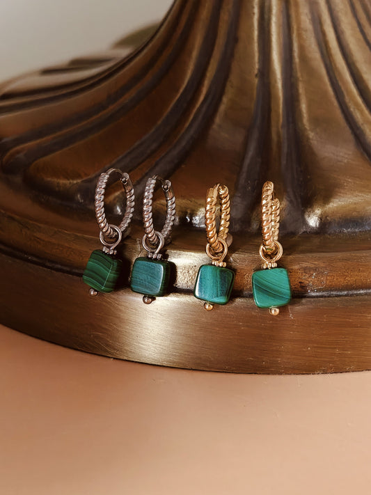 Malachite Square Earrings