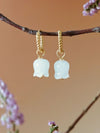 Elegant White Jade Lily Earrings
