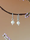 Bridal Pearl Twisted Huggie Hoop Earrings