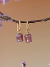 Elegant Strawberry Quartz Lily Earrings