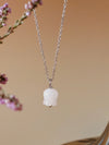 Elegant Natural White Jade Lily Necklace