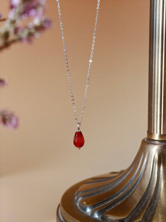 Red Agate Pomegranate Seed Beaded Necklace