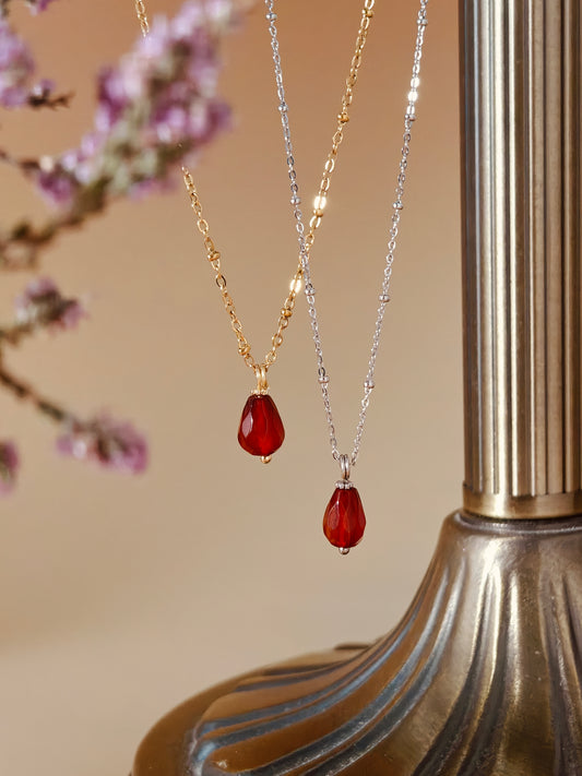 Red Agate Pomegranate Seed Beaded Necklace